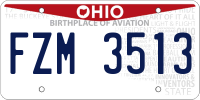 OH license plate FZM3513