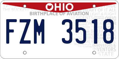 OH license plate FZM3518