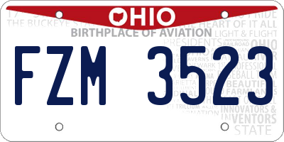 OH license plate FZM3523