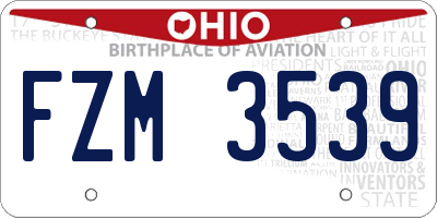OH license plate FZM3539