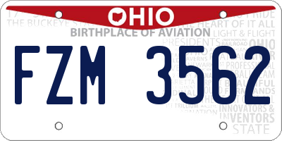 OH license plate FZM3562