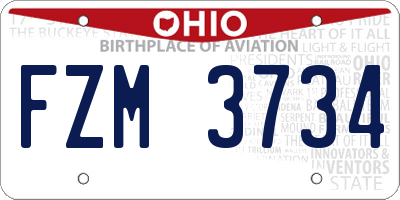 OH license plate FZM3734