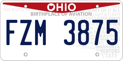 OH license plate FZM3875