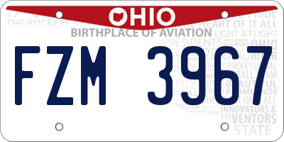 OH license plate FZM3967