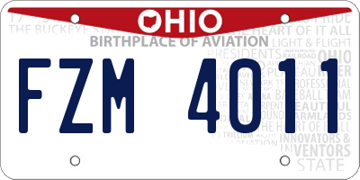 OH license plate FZM4011