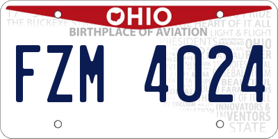 OH license plate FZM4024