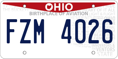 OH license plate FZM4026