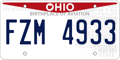 OH license plate FZM4933