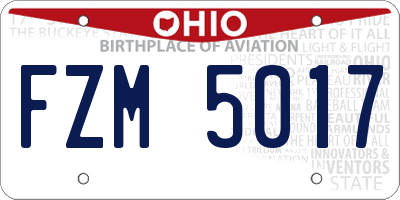 OH license plate FZM5017