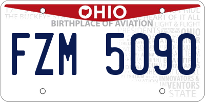 OH license plate FZM5090