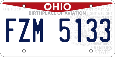 OH license plate FZM5133
