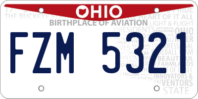 OH license plate FZM5321