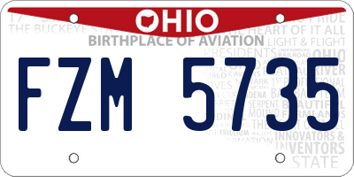 OH license plate FZM5735