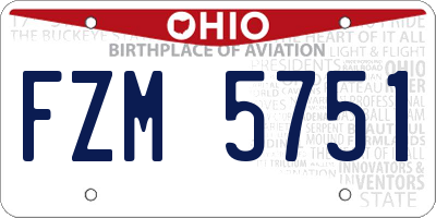 OH license plate FZM5751
