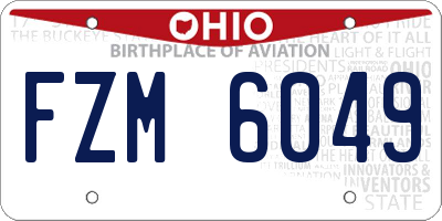 OH license plate FZM6049