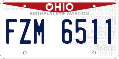 OH license plate FZM6511
