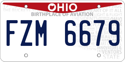 OH license plate FZM6679