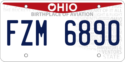 OH license plate FZM6890