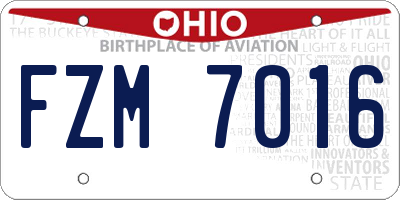 OH license plate FZM7016