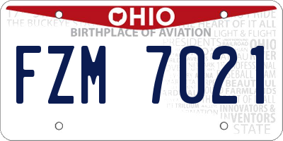 OH license plate FZM7021
