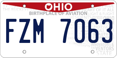 OH license plate FZM7063
