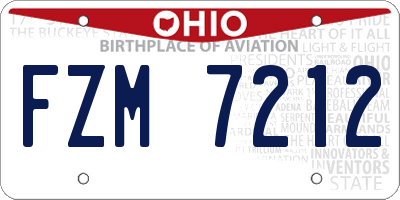 OH license plate FZM7212