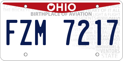 OH license plate FZM7217