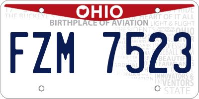 OH license plate FZM7523