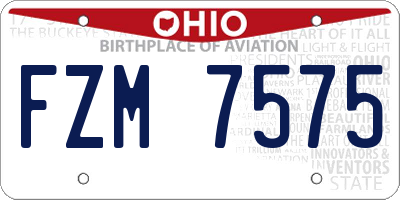 OH license plate FZM7575