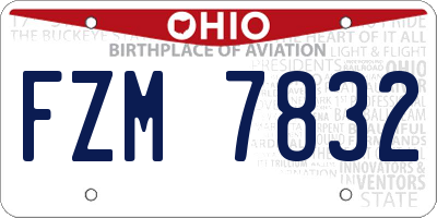 OH license plate FZM7832