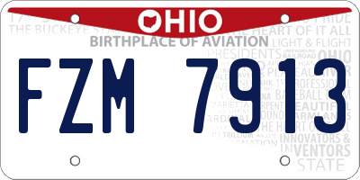 OH license plate FZM7913