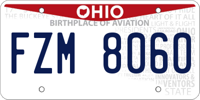 OH license plate FZM8060