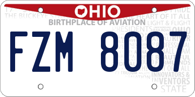 OH license plate FZM8087