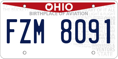 OH license plate FZM8091