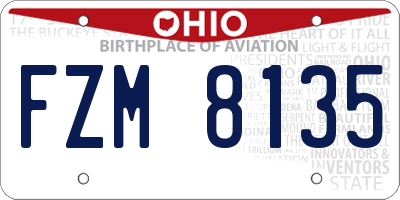 OH license plate FZM8135