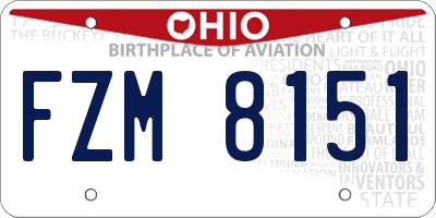 OH license plate FZM8151