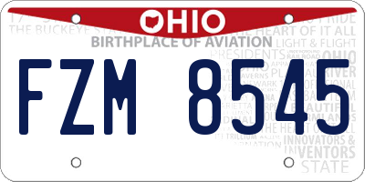 OH license plate FZM8545