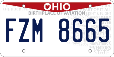 OH license plate FZM8665