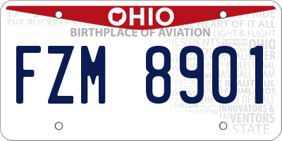 OH license plate FZM8901