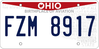 OH license plate FZM8917