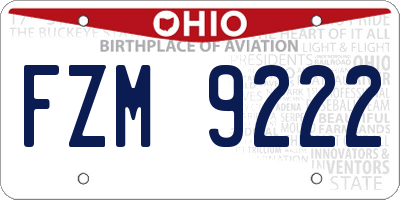 OH license plate FZM9222