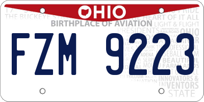 OH license plate FZM9223