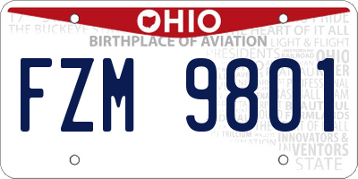 OH license plate FZM9801