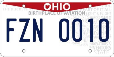 OH license plate FZN0010