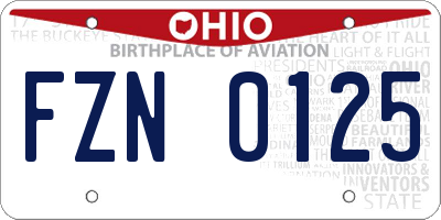 OH license plate FZN0125