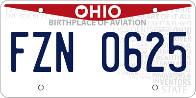 OH license plate FZN0625