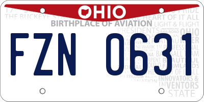 OH license plate FZN0631