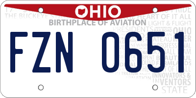 OH license plate FZN0651