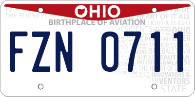 OH license plate FZN0711