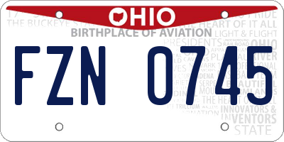 OH license plate FZN0745